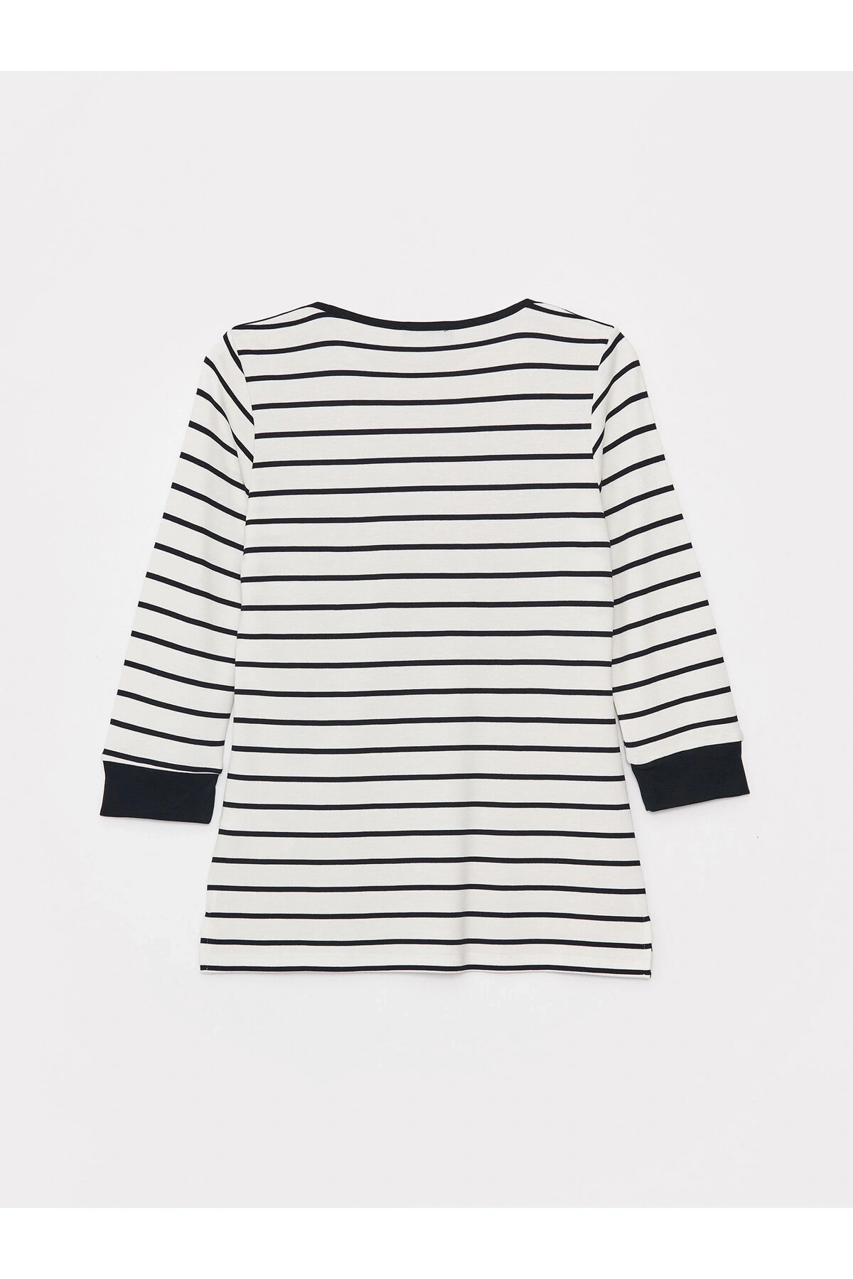 Kayık Yaka Çizgili Kadın Tişört