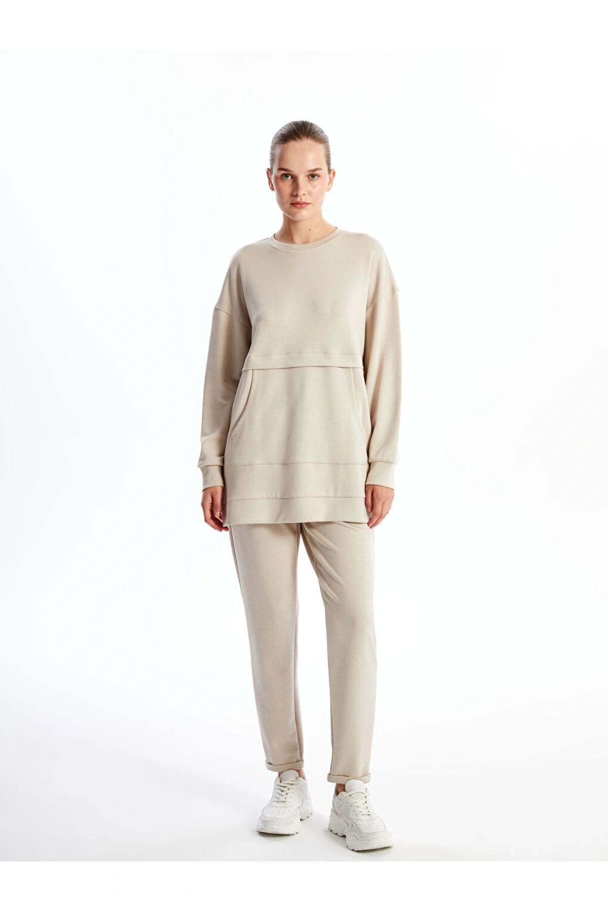 LCW Modest Koyu Gri Kadın Beli Lastikli Düz Eşofman Altı