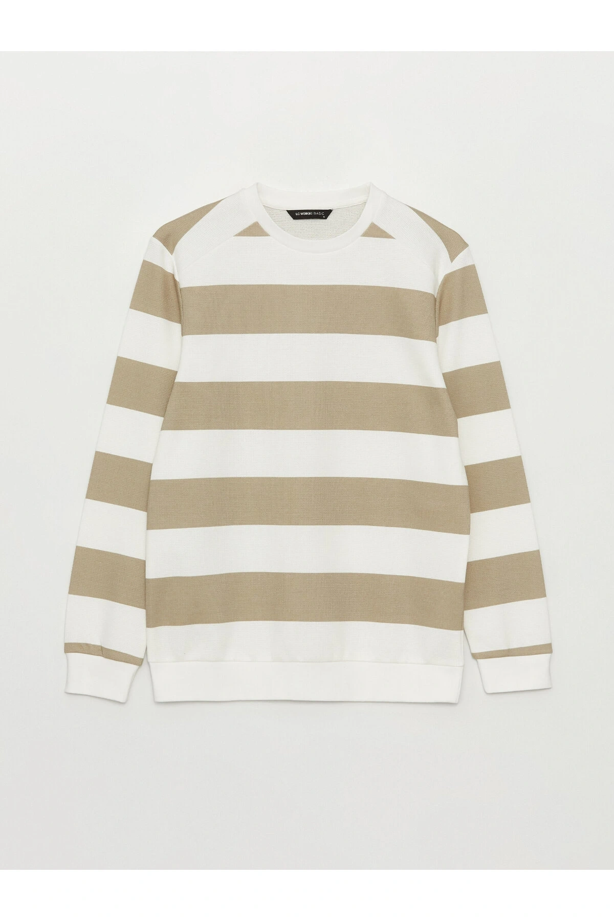 Bisiklet Yaka Uzun Kollu Çizgili Erkek Sweatshirt