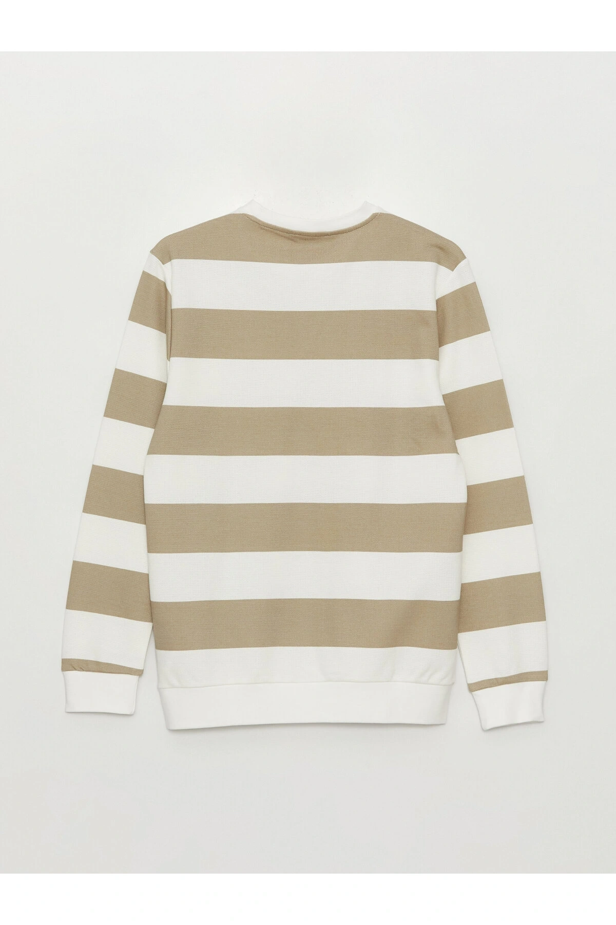 Bisiklet Yaka Uzun Kollu Çizgili Erkek Sweatshirt