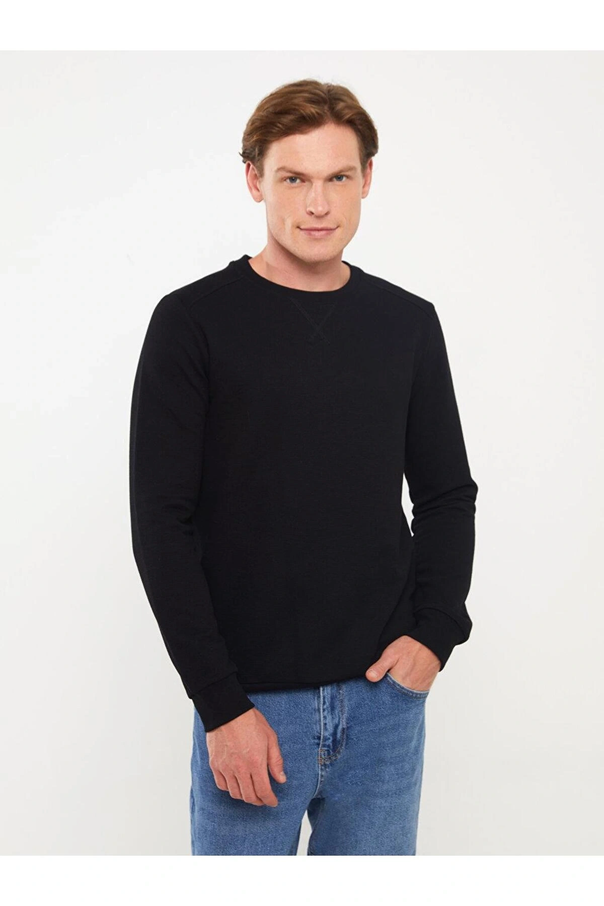 LCWAIKIKI Classic Bisiklet Yaka Uzun Kollu Erkek Sweatshirt