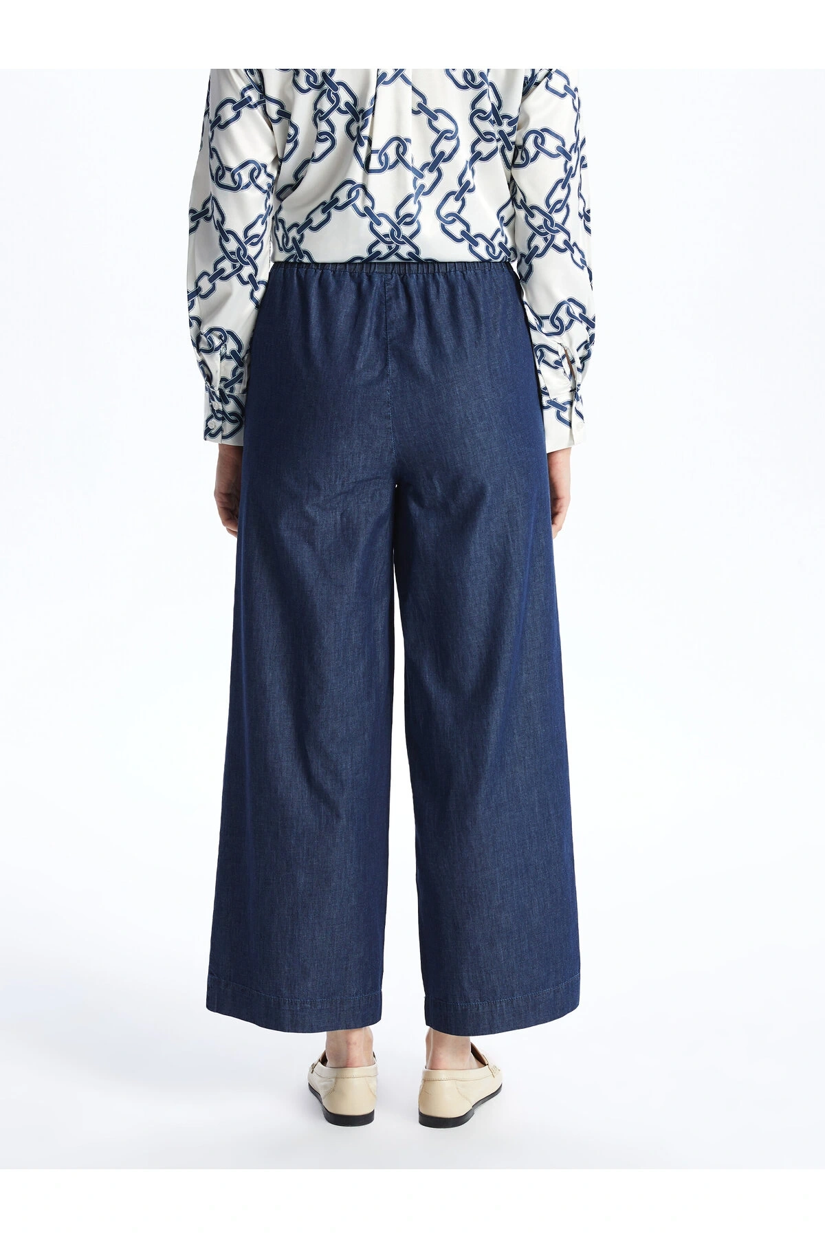 Beli Lastikli Wideleg Kadın Jean Pantolon