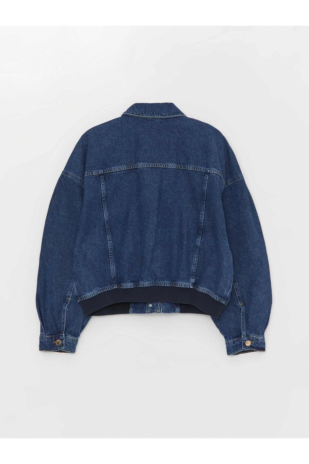 Gömlek Yaka Düz Uzun Kollu Oversize Kadın Jean Ceket