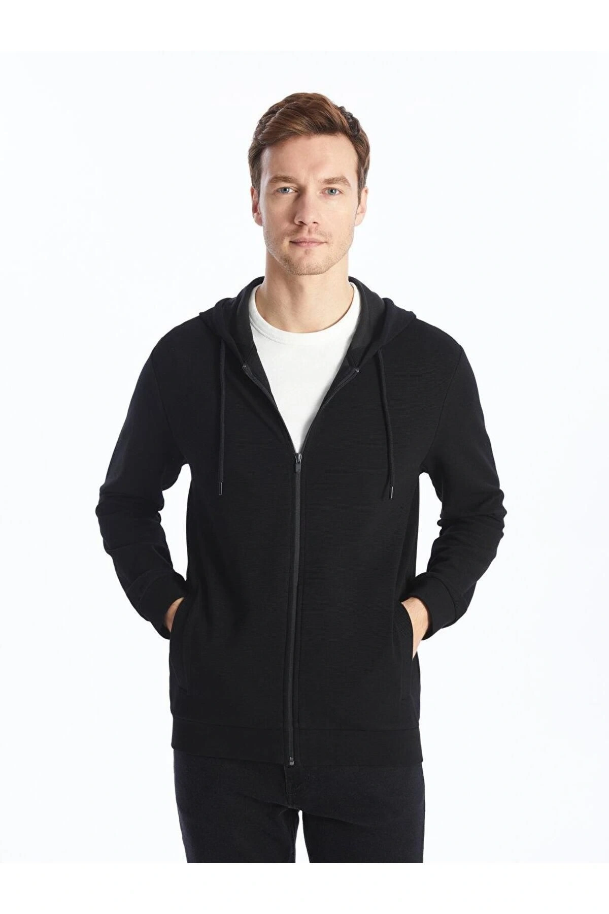 LCWAIKIKI Classic Kapüşonlu Uzun Kollu Erkek Spor Hırka