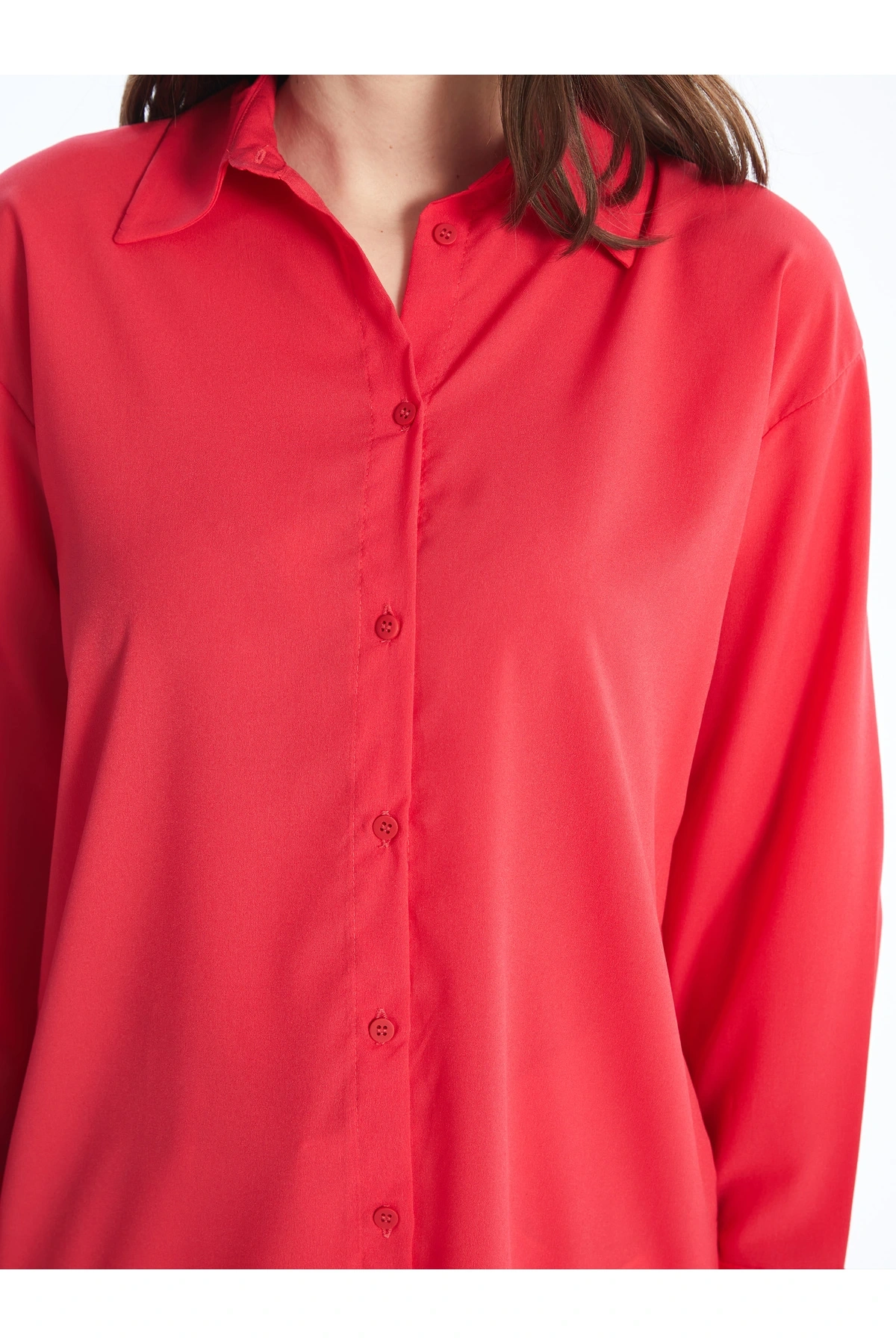 Düz Uzun Kollu Oversize Kadın Gömlek Tunik