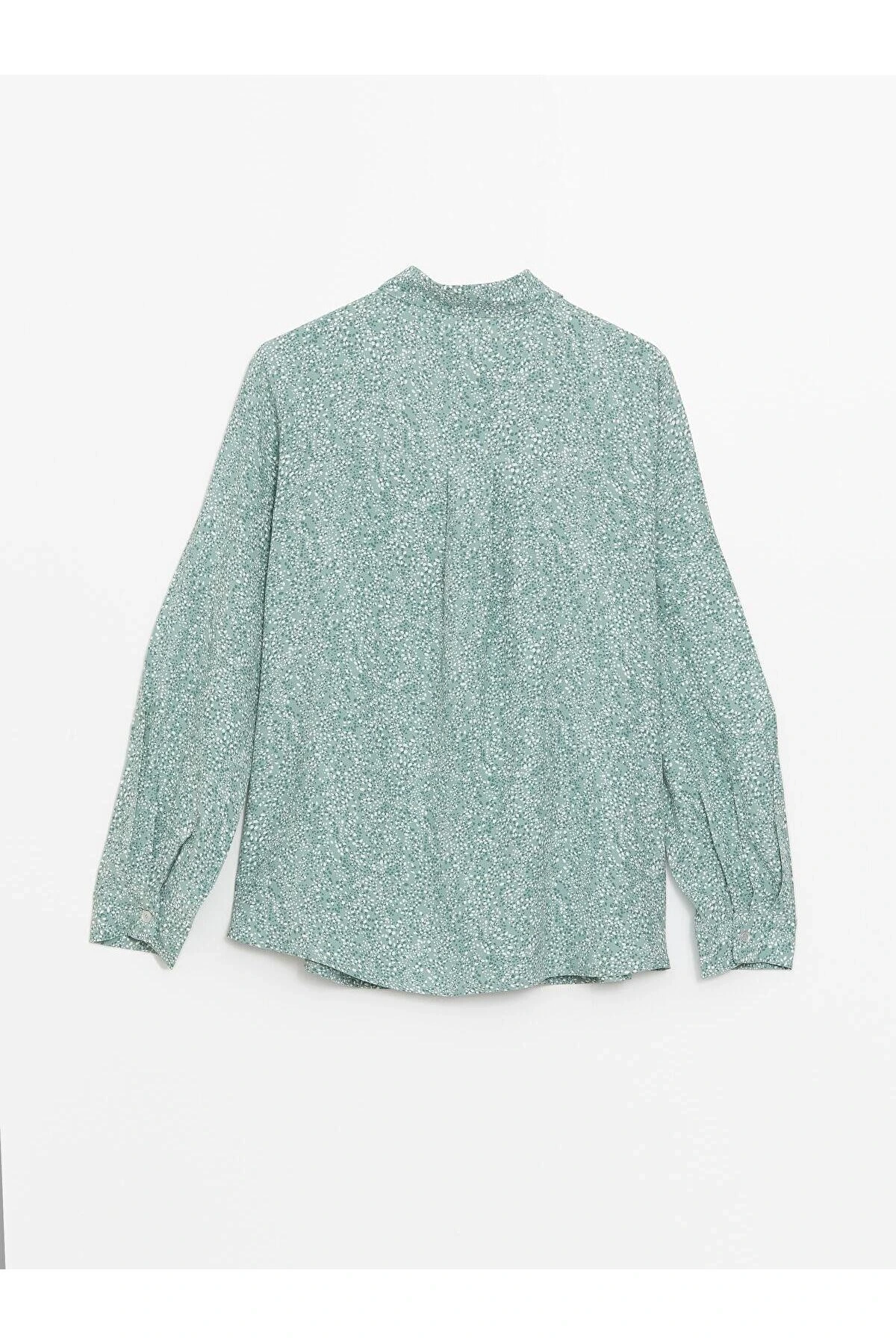 LCW Grace Nane Yeşili Baskılı Desenli Uzun Kollu Kadın Gömlek