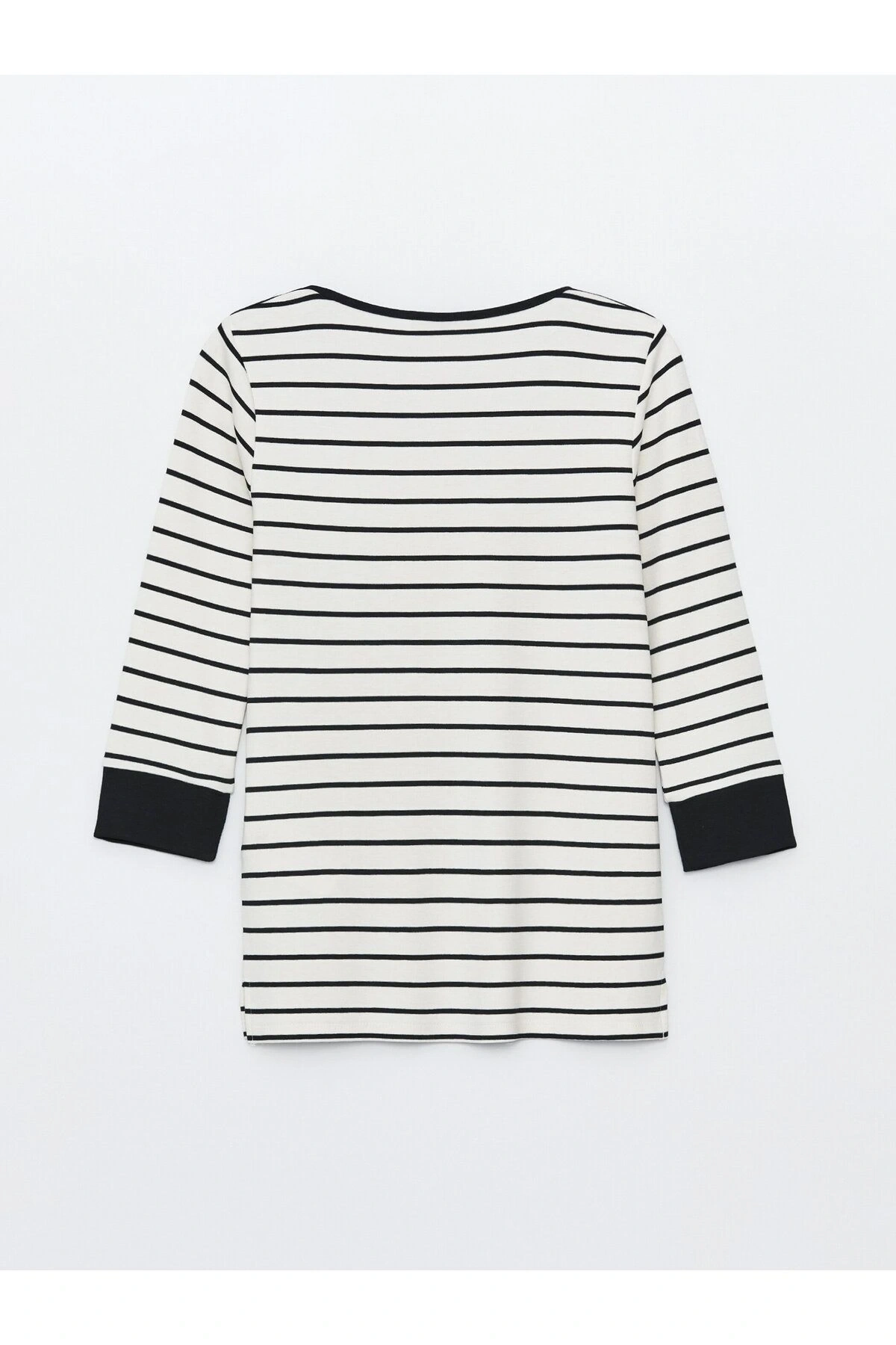 Bisiklet Yaka Çizgili Kadın Tişört