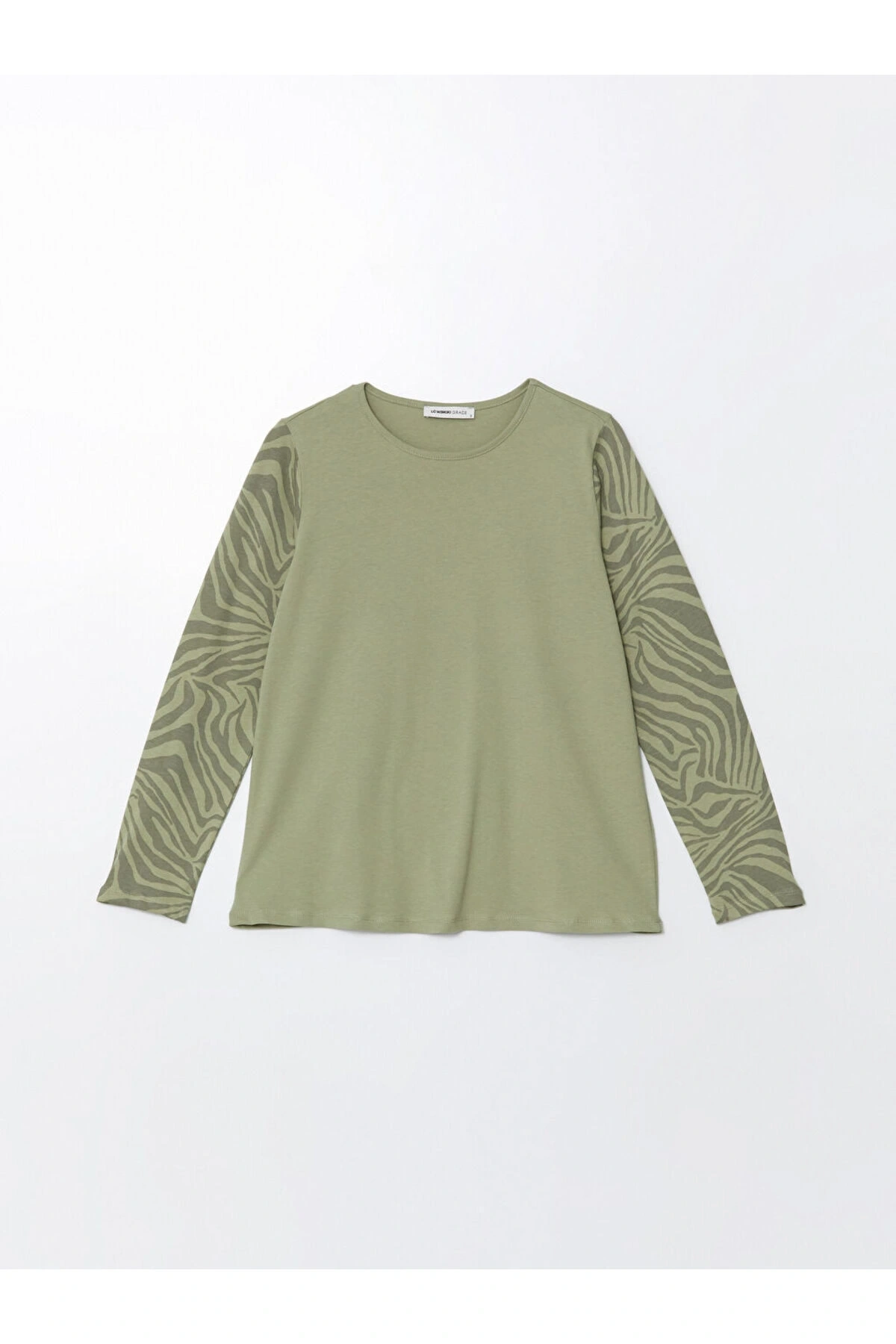 Bisiklet Yaka Desenli Kadın Tişört