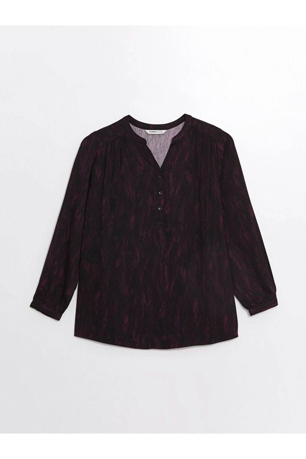 LCW Kaçık Yaka Desenli Uzun Kollu Kadın Bluz