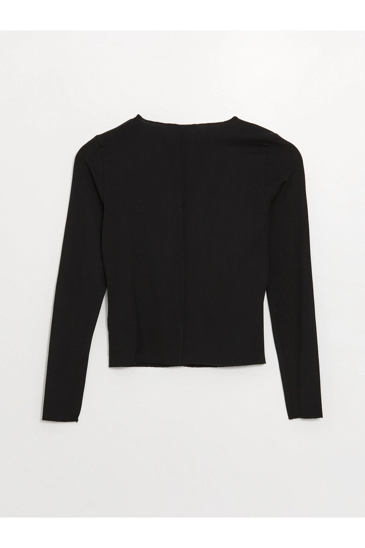 Bisiklet Yaka Düz Uzun Kollu Kadın Tişört