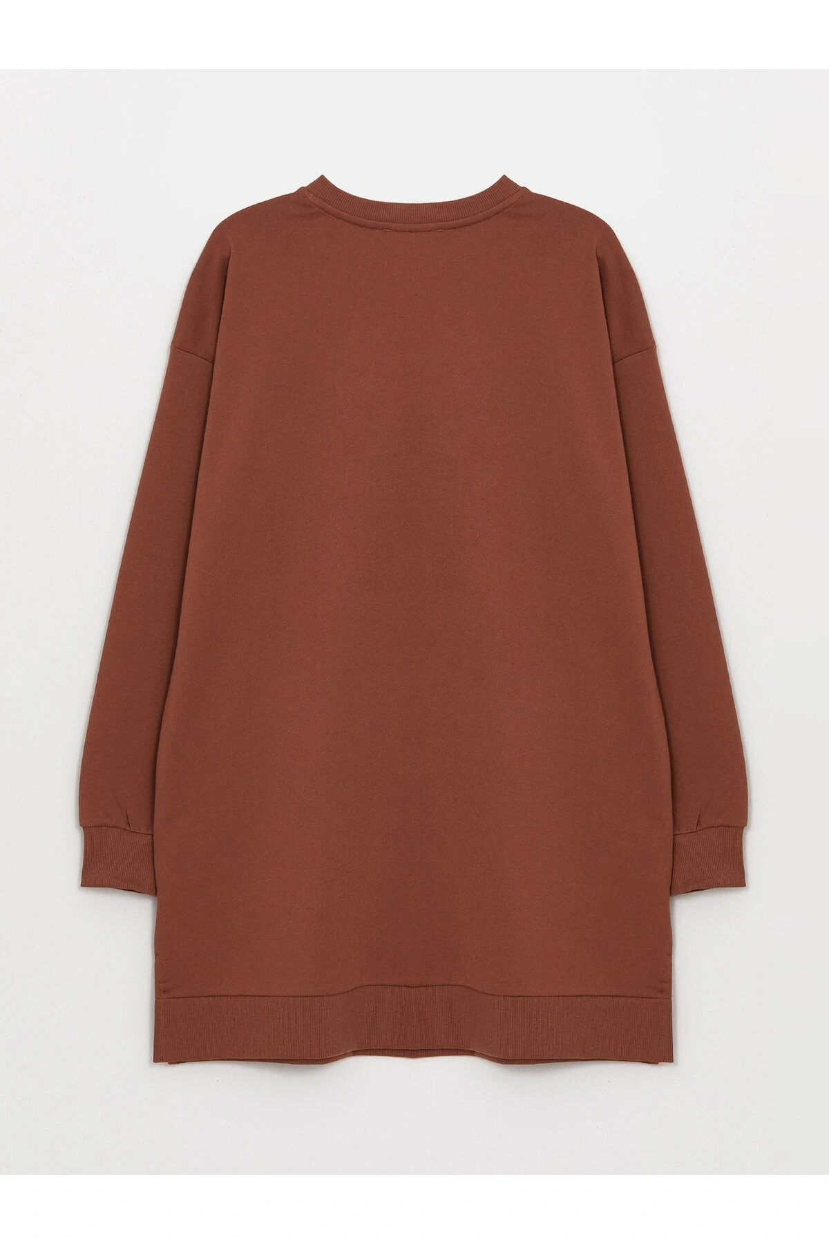 Bisiklet Yaka Baskılı Uzun Kollu Oversize Kadın Sweatshirt Tunik