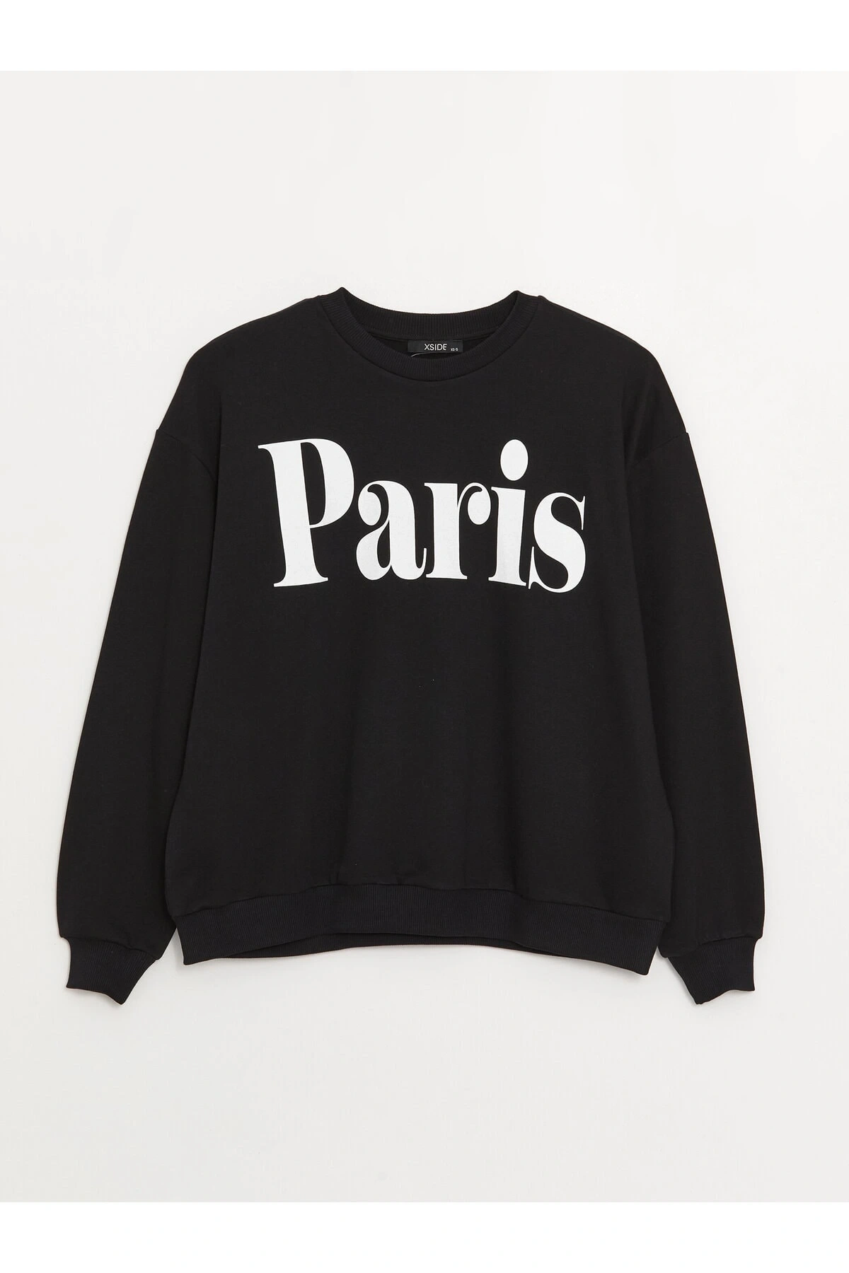 Bisiklet Yaka Baskılı Uzun Kollu Oversize Kadın Sweatshirt Tunik