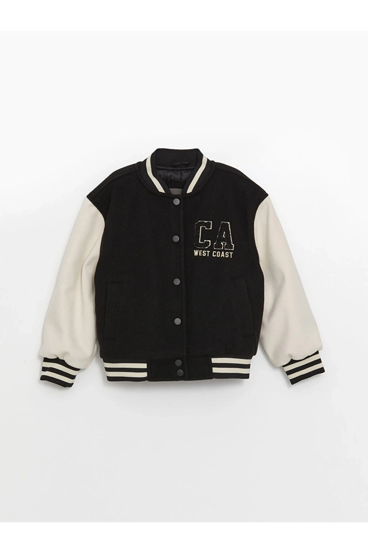 LCW Kids Yeni Siyah Nakışlı Kız Çocuk Bomber Mont