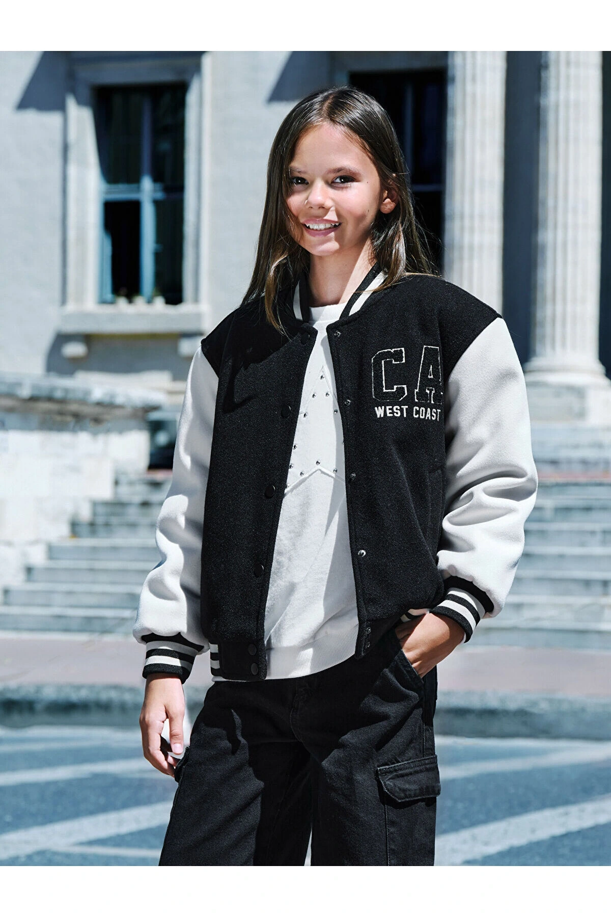 Nakışlı Kız Çocuk Bomber Mont