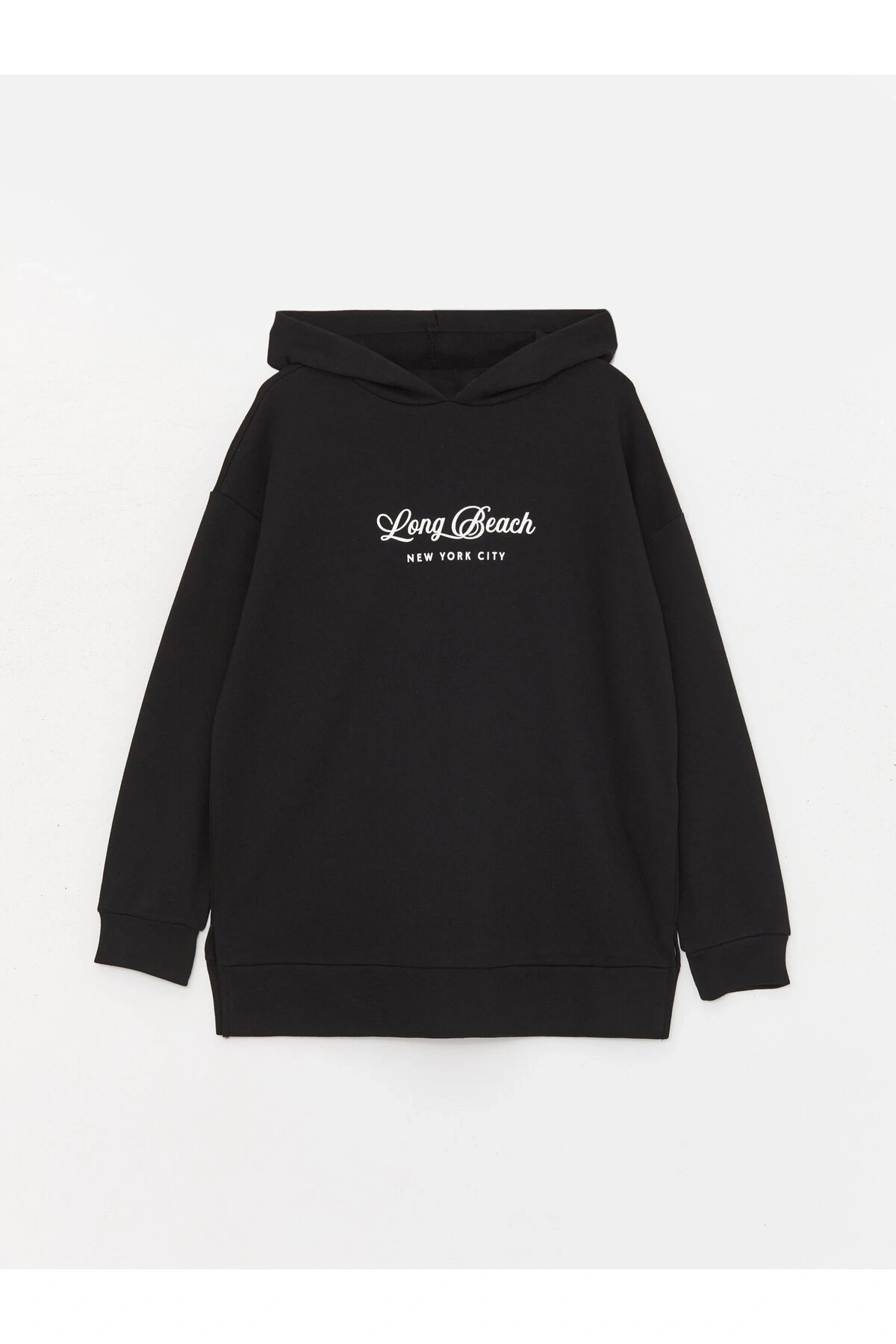 Baskılı Uzun Kollu Oversize Kadın Hoodie