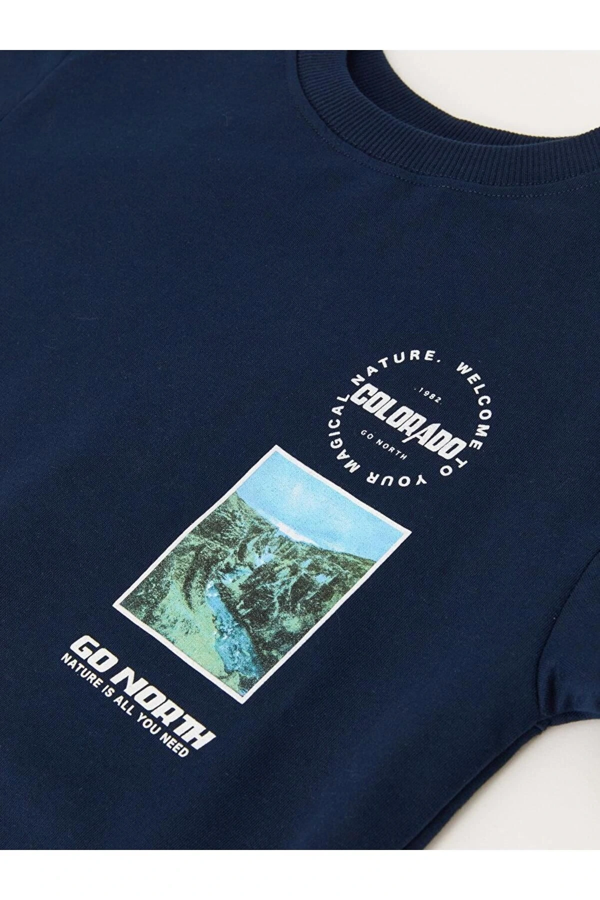 LCW Kids Rahat Kalıp Bisiklet Yaka Baskılı Erkek Çocuk Sweatshirt