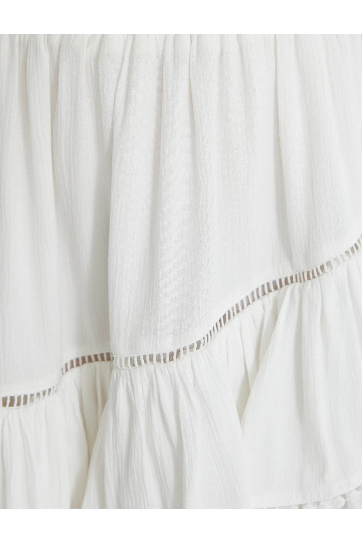 Mini Etek Viskon Beli Lastikli Volanlı