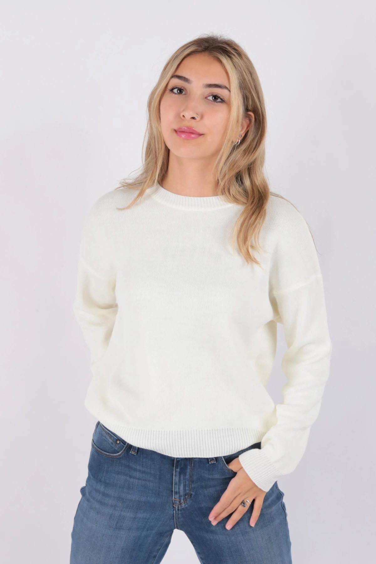 23k0166k1 Kadın Düşük Omuzlu Kazak