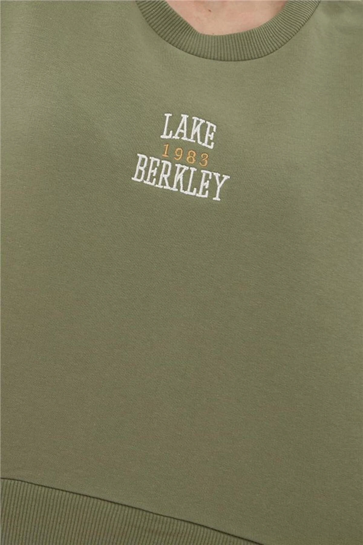 Nakışlı Crop Sweat Haki