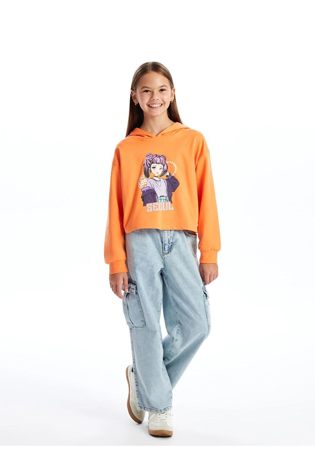 LCW Kids Kapüşonlu Kız Çocuk Sweatshirt