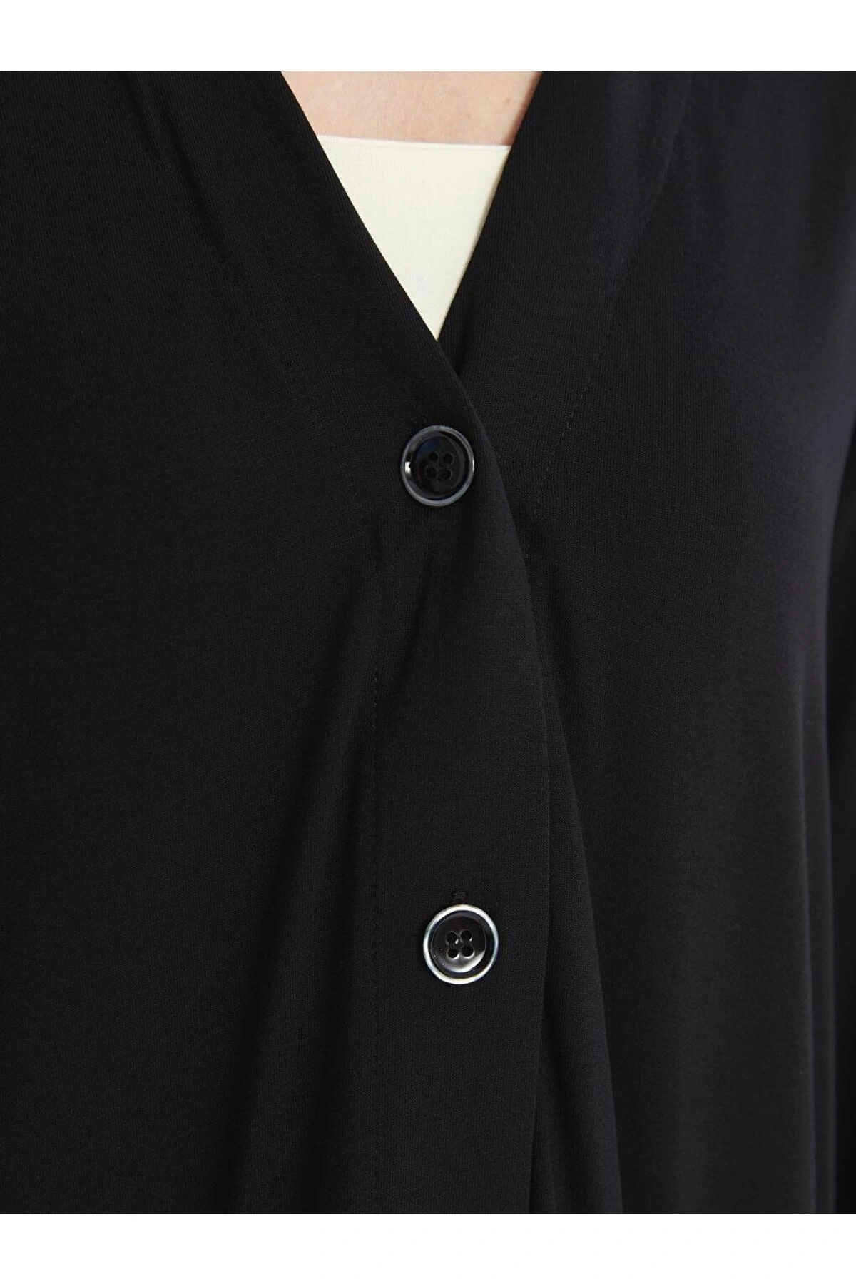 V Yaka Düz Uzun Kollu Kadın Hırka (S4)