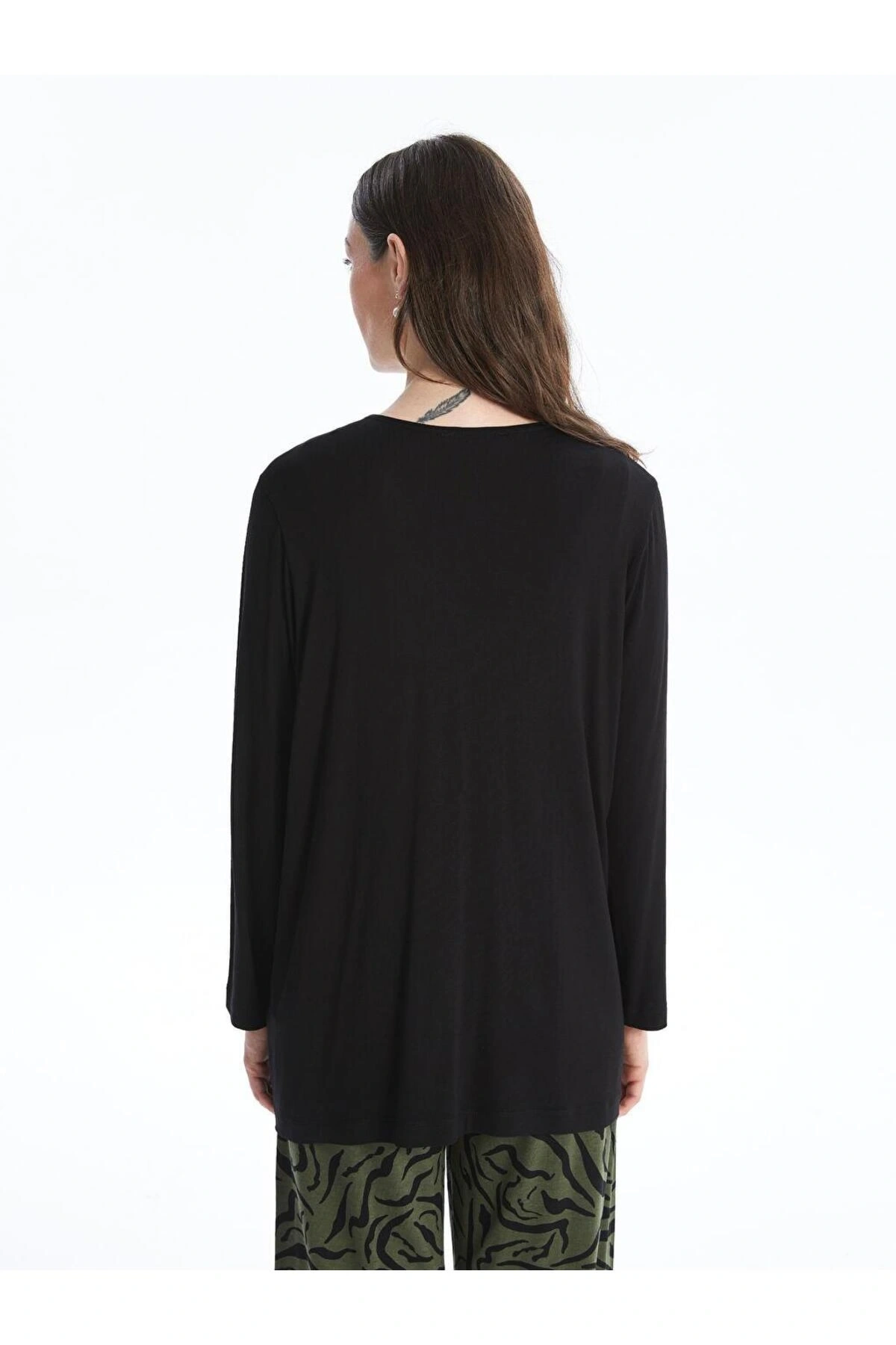 V Yaka Düz Uzun Kollu Kadın Hırka (S4)
