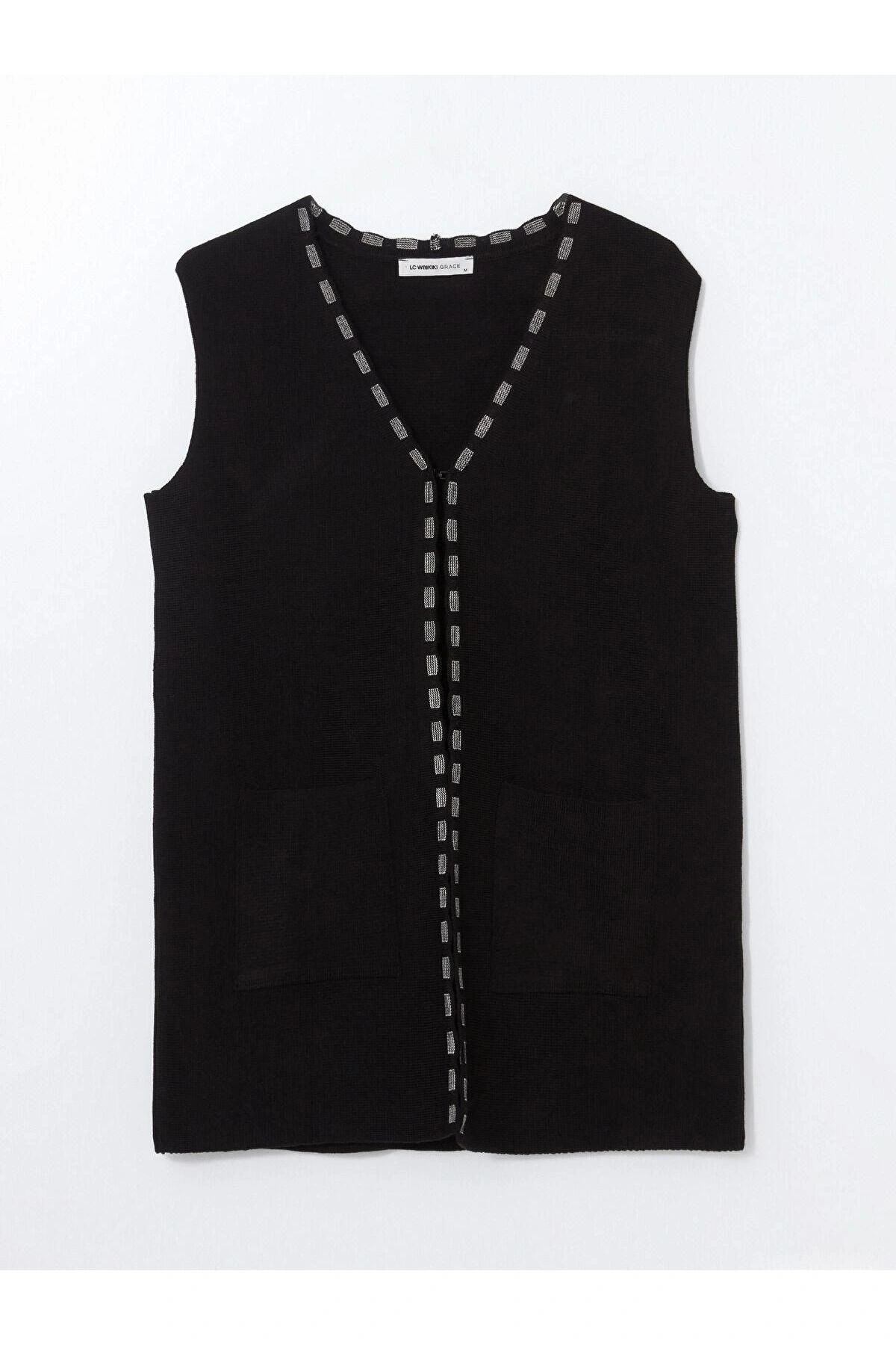 LCW Grace V Yaka Desenli Kadın Triko Yelek