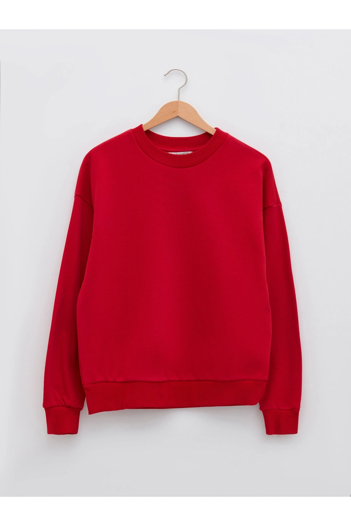 Bisiklet Yaka Düz Uzun Kollu Kadın Sweatshirt