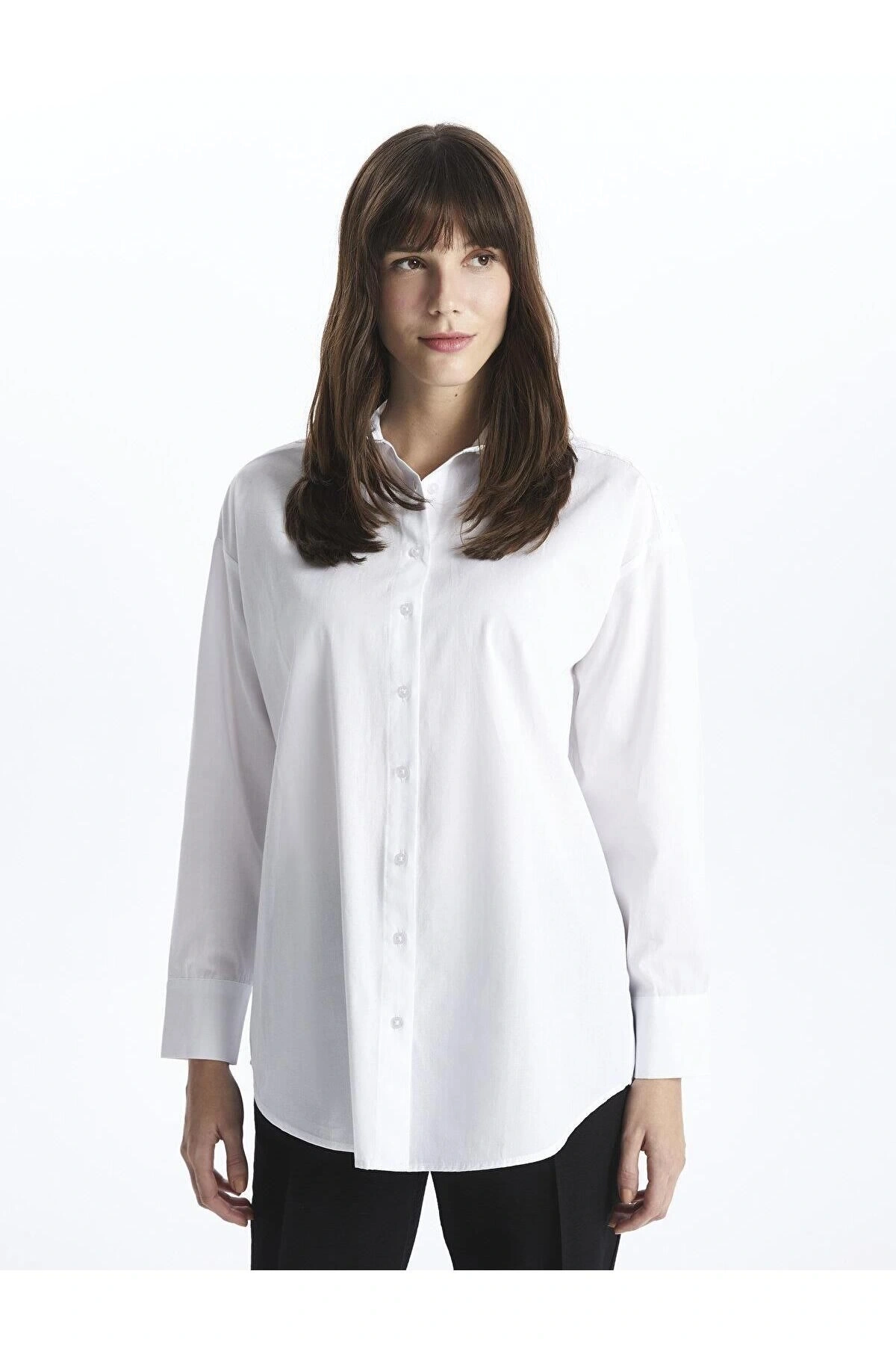 LCW Modest Kendinden Desenli Uzun Kollu Oversize Kadın Gömlek Tunik