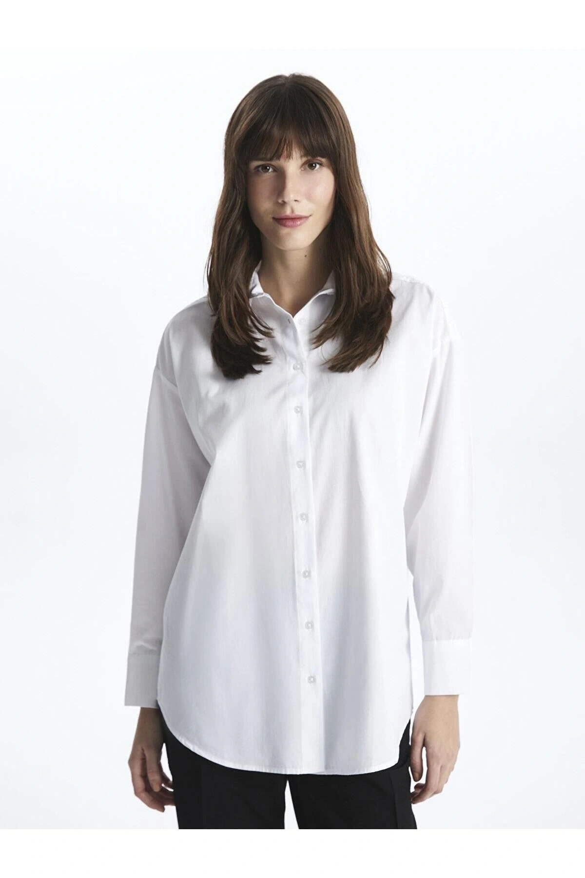 LCW Modest Kendinden Desenli Uzun Kollu Oversize Kadın Gömlek Tunik