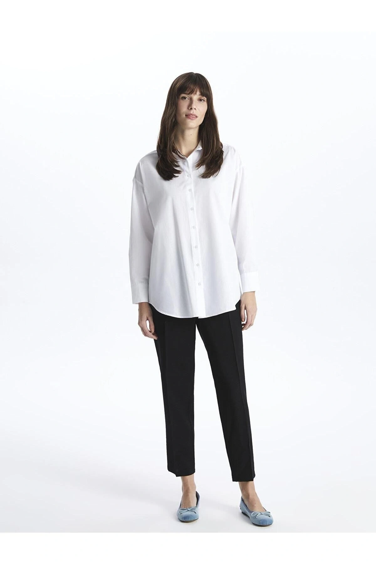 LCW Modest Kendinden Desenli Uzun Kollu Oversize Kadın Gömlek Tunik