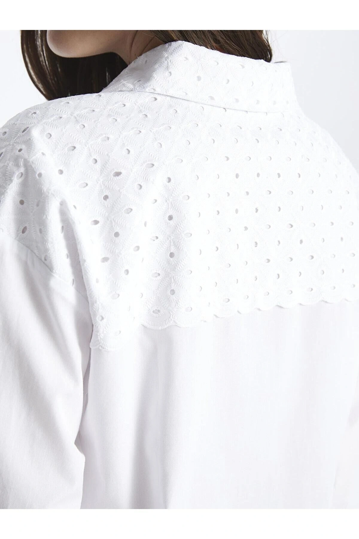 LCW Modest Kendinden Desenli Uzun Kollu Oversize Kadın Gömlek Tunik