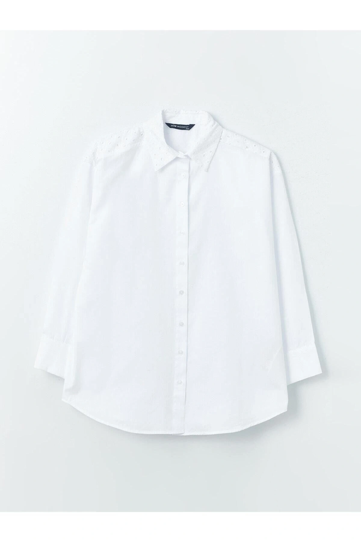 LCW Modest Kendinden Desenli Uzun Kollu Oversize Kadın Gömlek Tunik