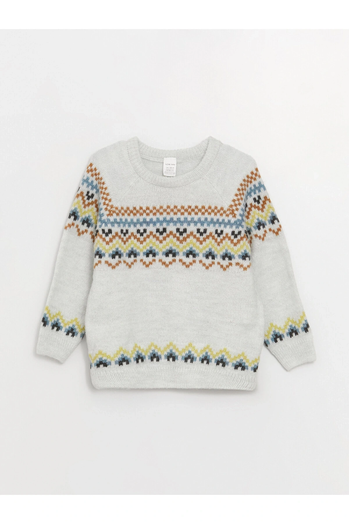 Bisiklet Yaka Uzun Kollu Desenli Erkek Bebek Triko Kazak