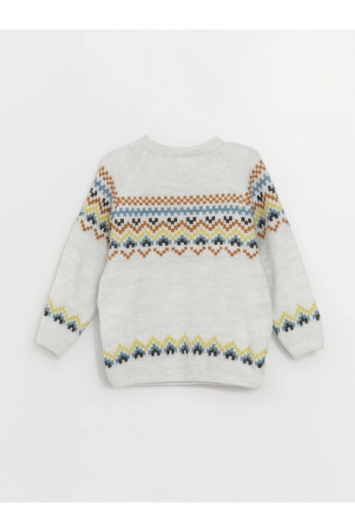 Bisiklet Yaka Uzun Kollu Desenli Erkek Bebek Triko Kazak