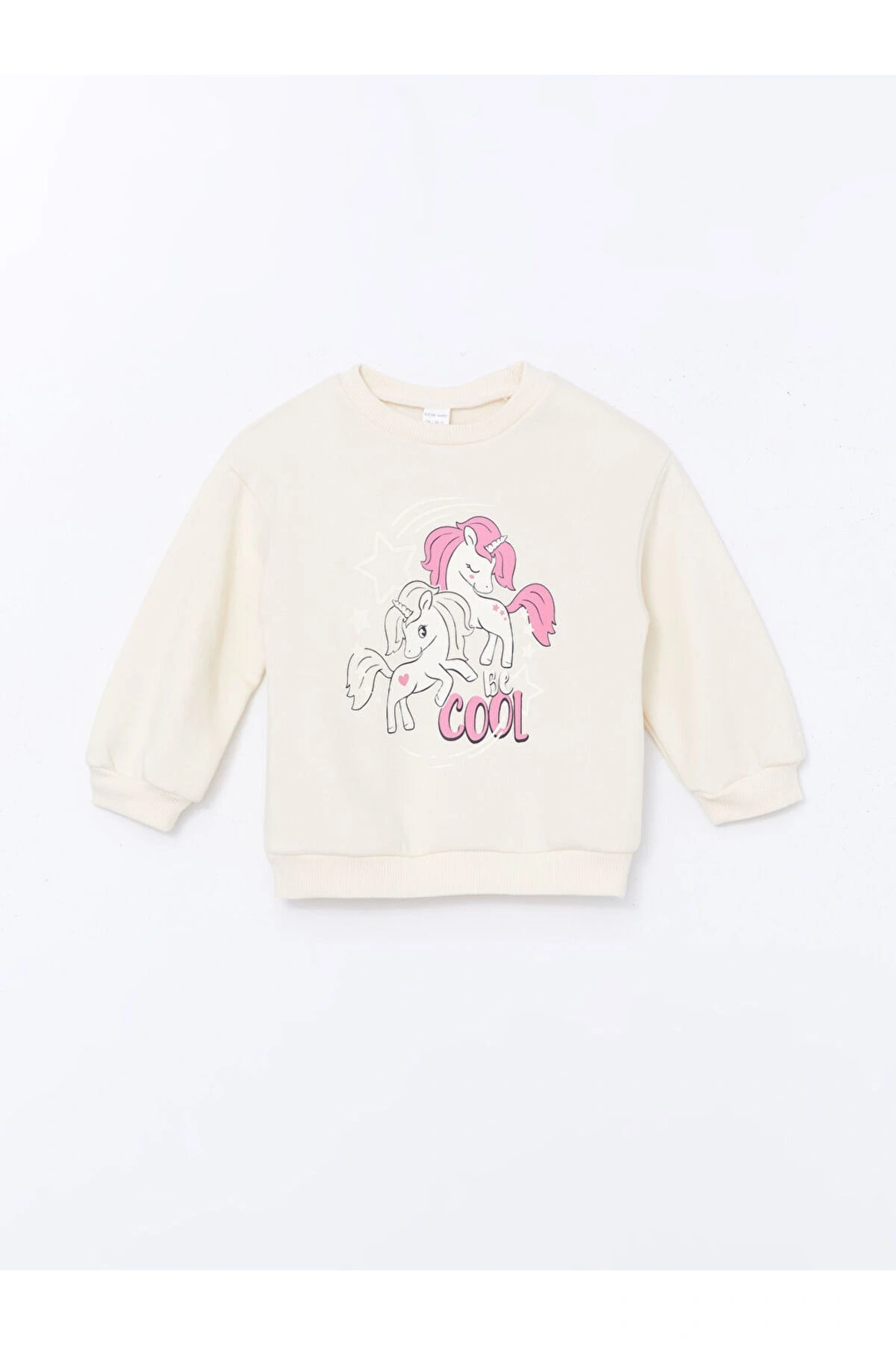 LCW Bisiklet Yaka Uzun Kollu Baskılı Kız Bebek Sweatshirt