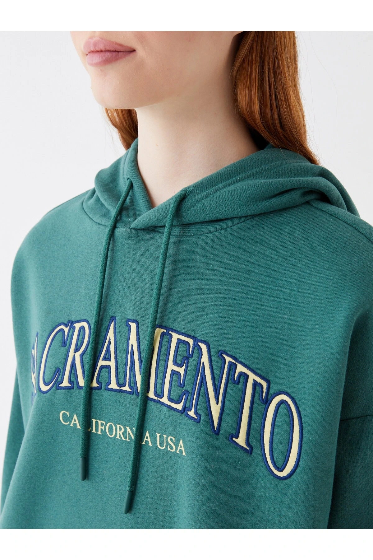 Baskılı Uzun Kollu Oversize Kadın Hoodie