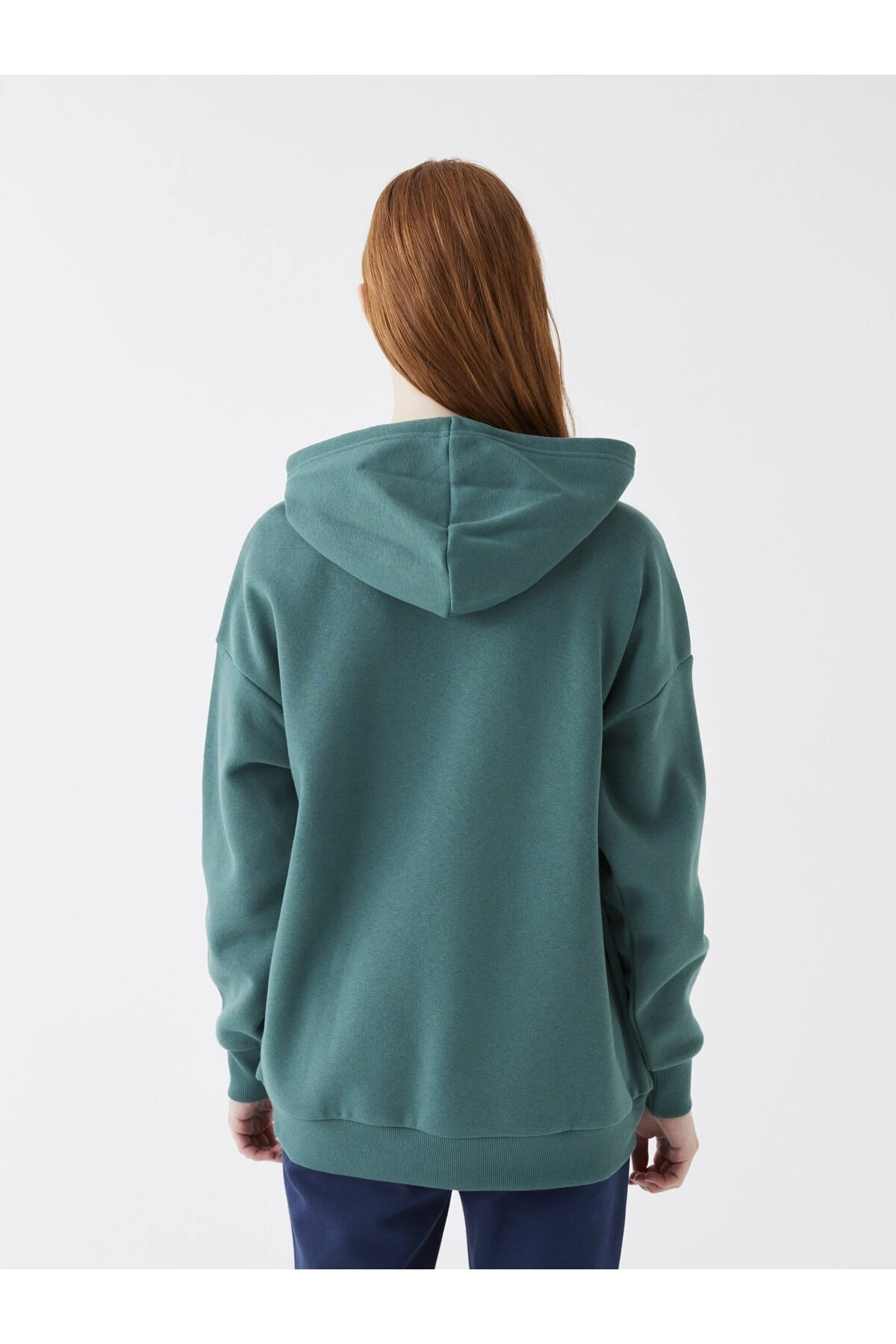 Baskılı Uzun Kollu Oversize Kadın Hoodie