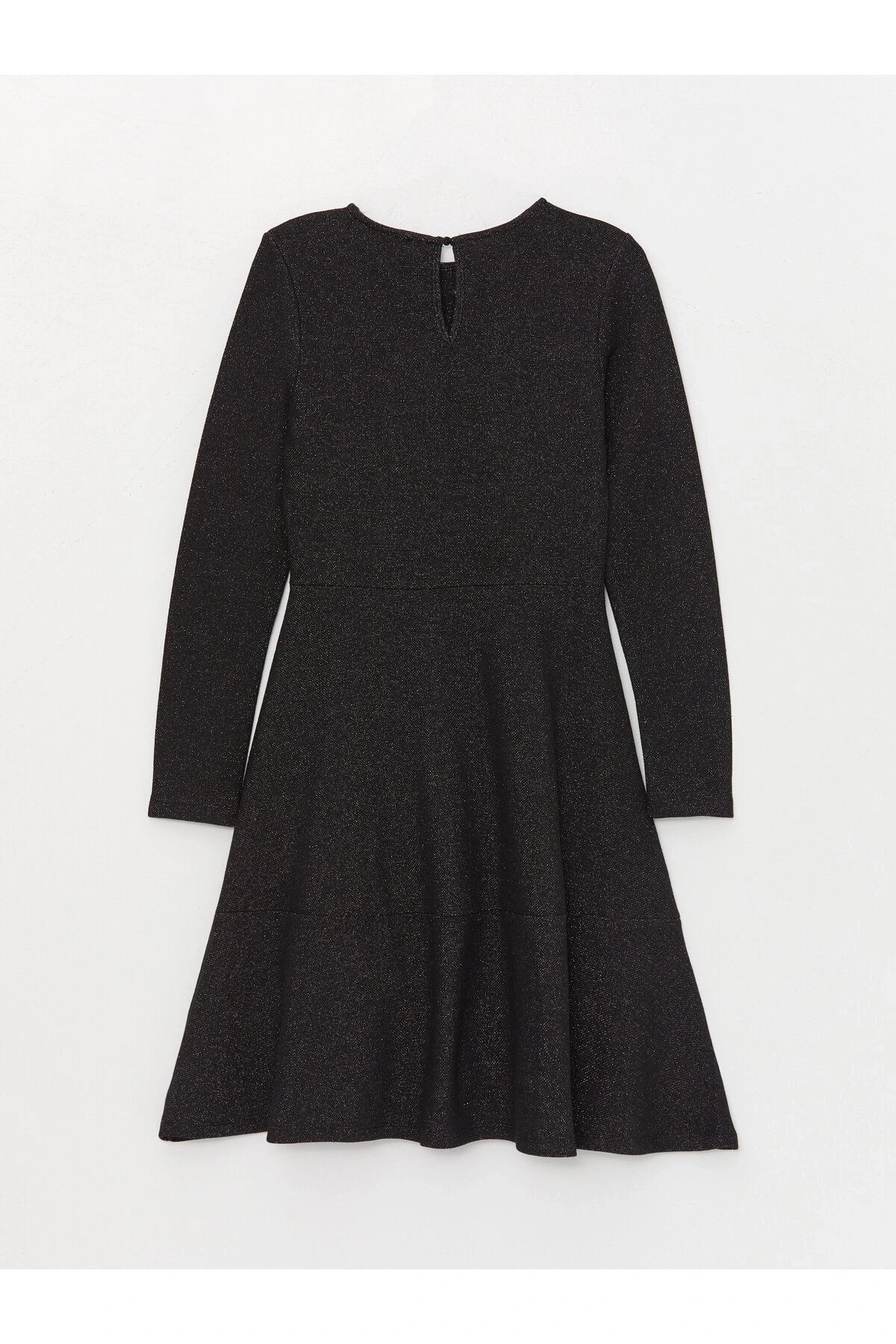 Bisiklet Yaka Parlak Görünümlü Uzun Kollu Hamile Elbise