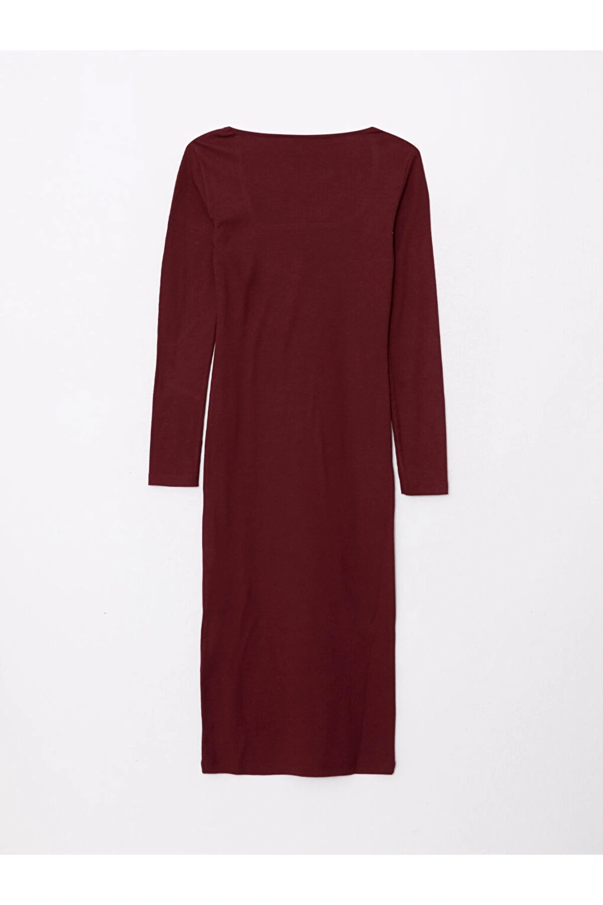 Kare Yaka Düz Uzun Kollu Kadın Bodycon Elbise