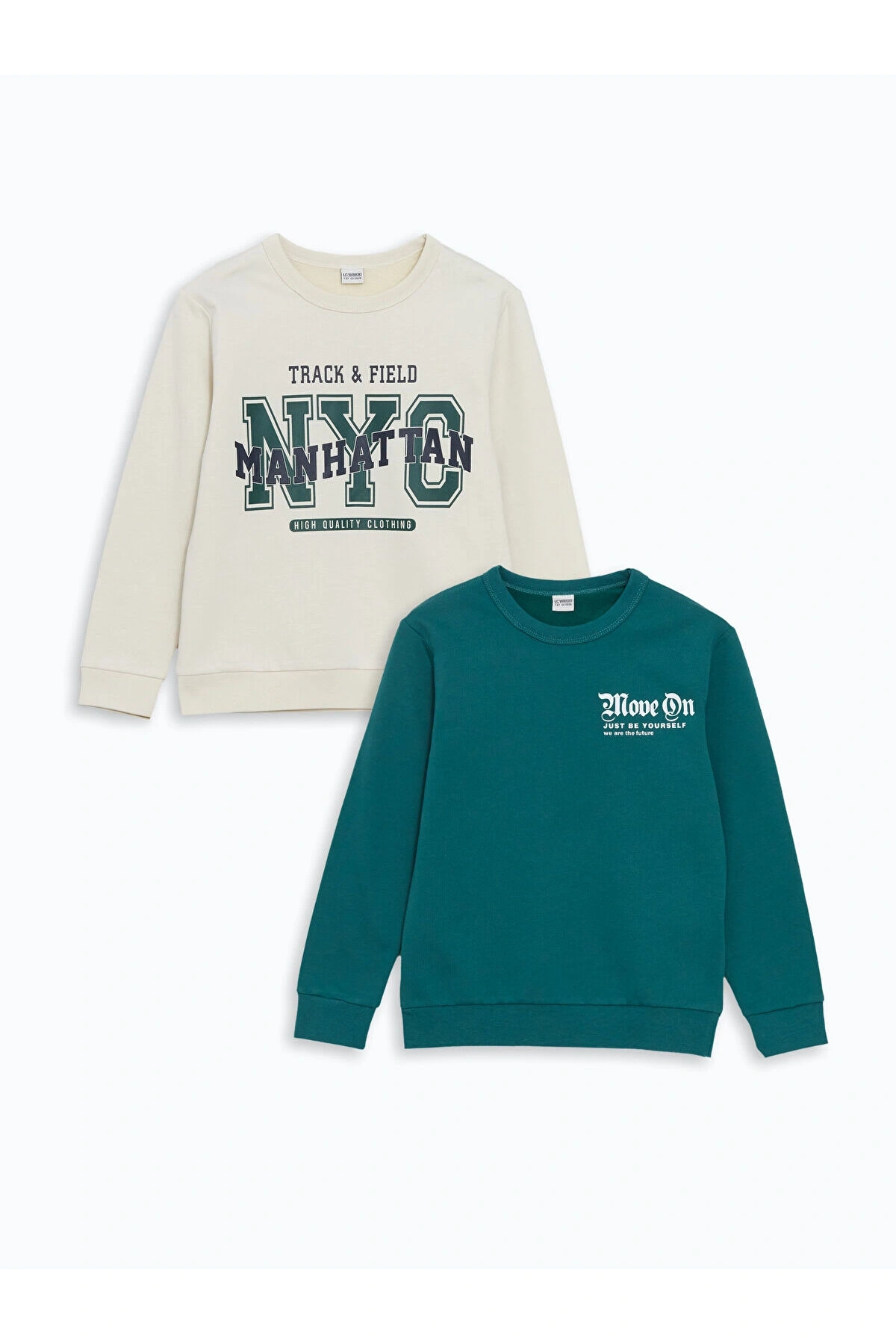Lcwk Bisiklet Yaka Erkek Çocuk Kalın Sweatshirt 2li
