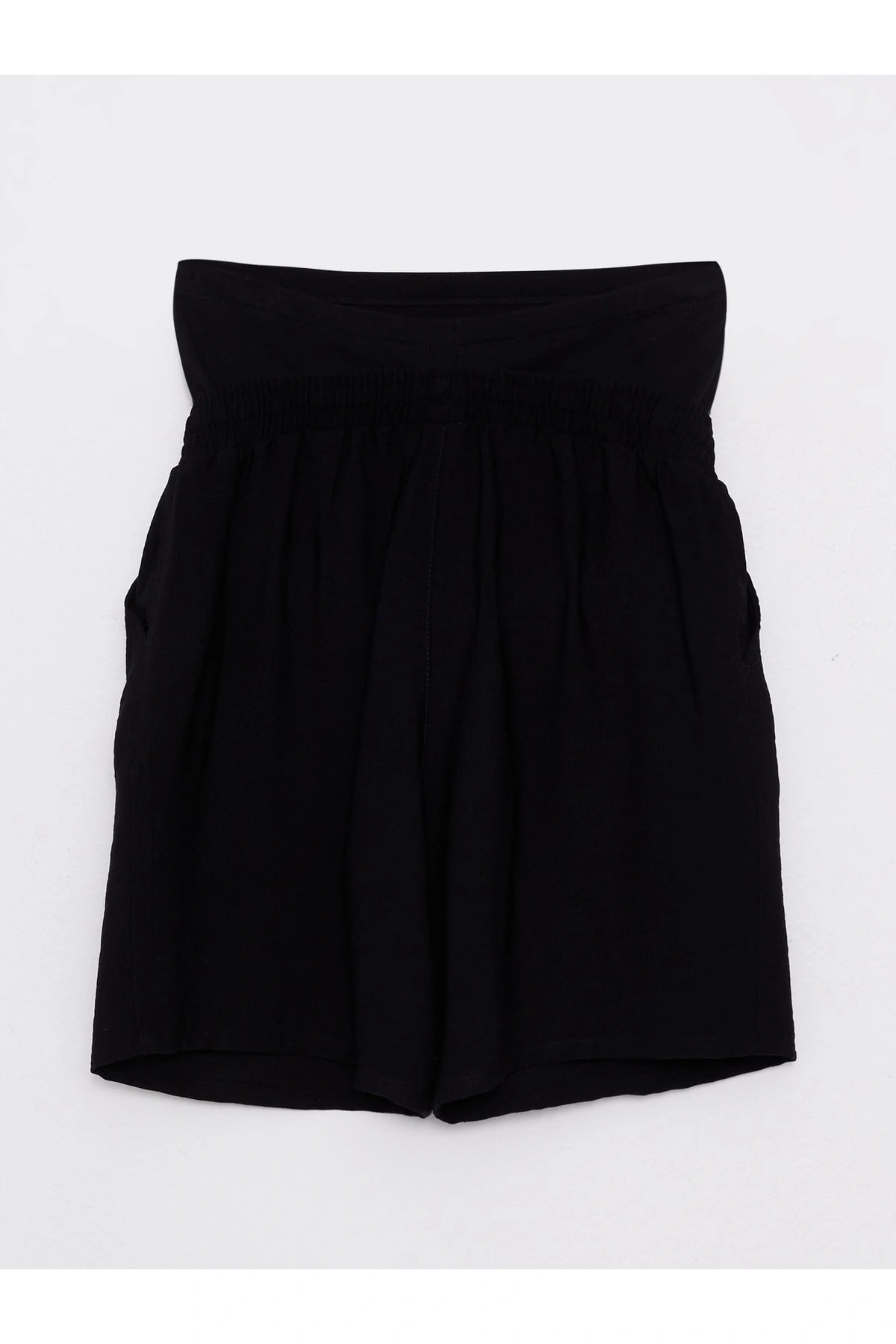 Beli Lastikli Karın Panelli Düz Hamile Şort