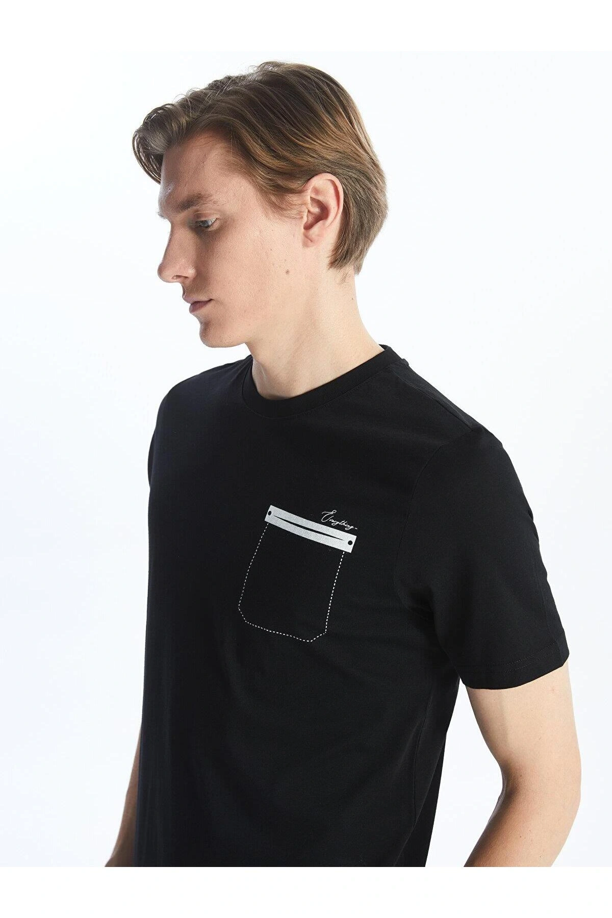 LCWAIKIKI Classic Bisiklet Yaka Kısa Kollu Baskılı Penye Erkek Tişört