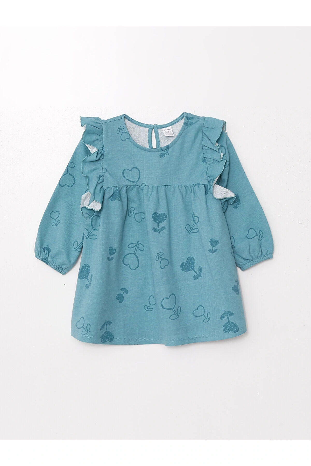LCW Bisiklet Yaka Uzun Kollu Baskılı Kız Bebek Elbise