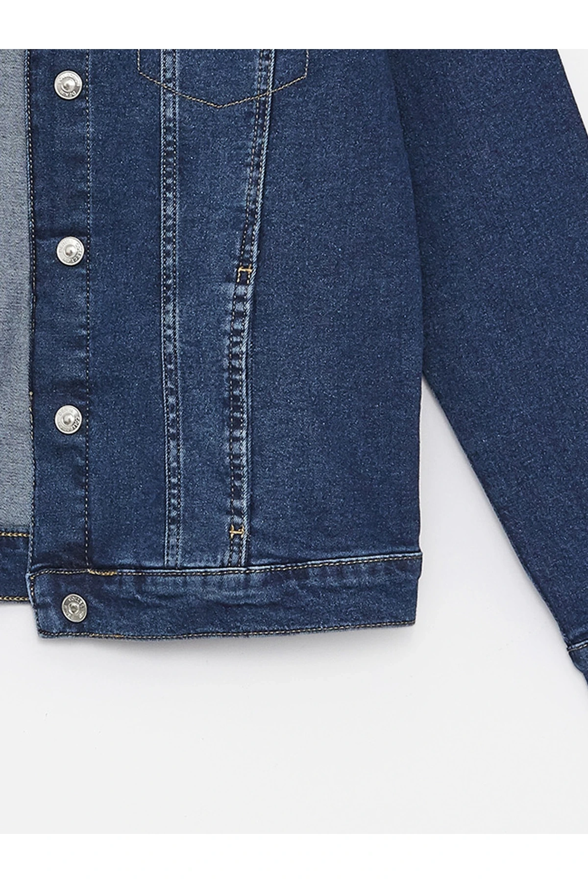 Gömlek Yaka Düz Uzun Kollu Kadın Jean Ceket