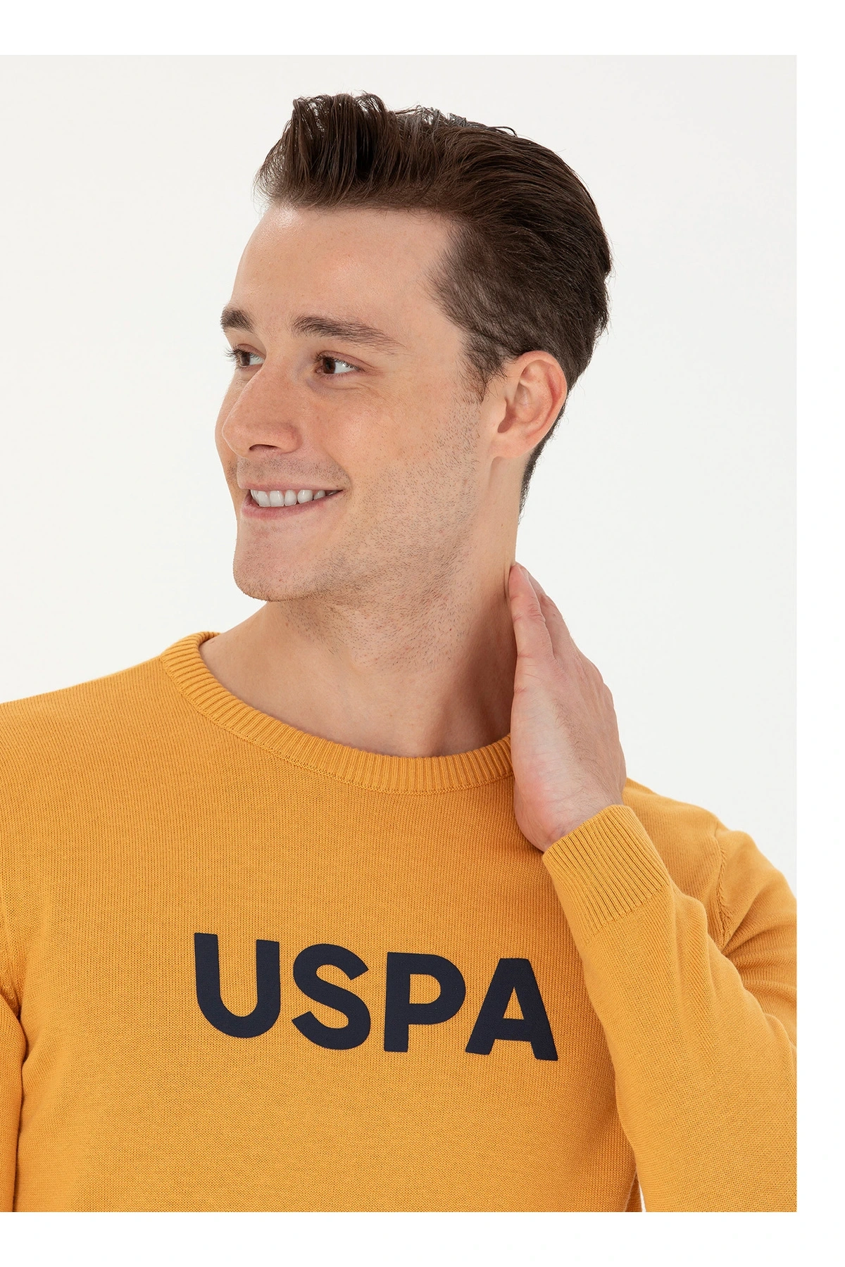 U.S. Polo Assn. Bisiklet Yaka Slim Fit Hardal Erkek Kazak OSVAL