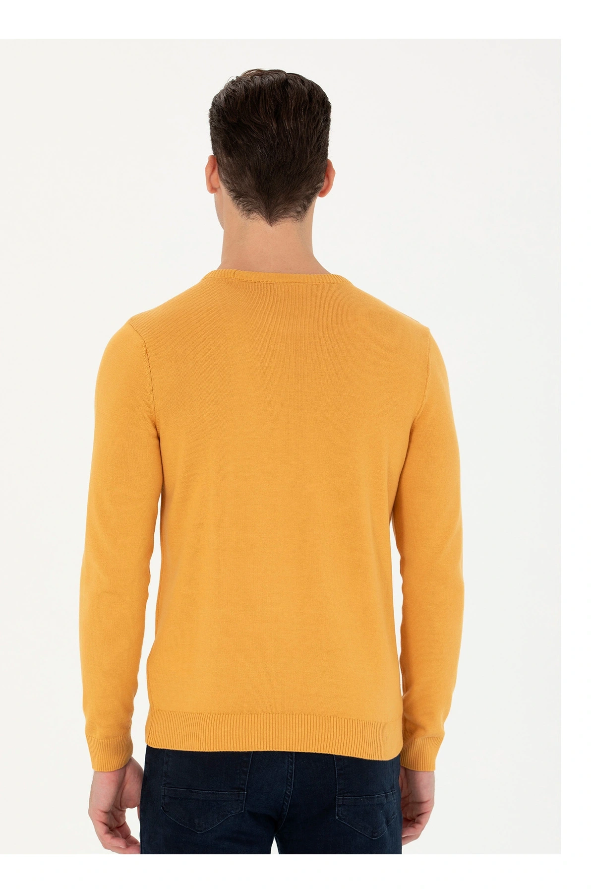 U.S. Polo Assn. Bisiklet Yaka Slim Fit Hardal Erkek Kazak OSVAL