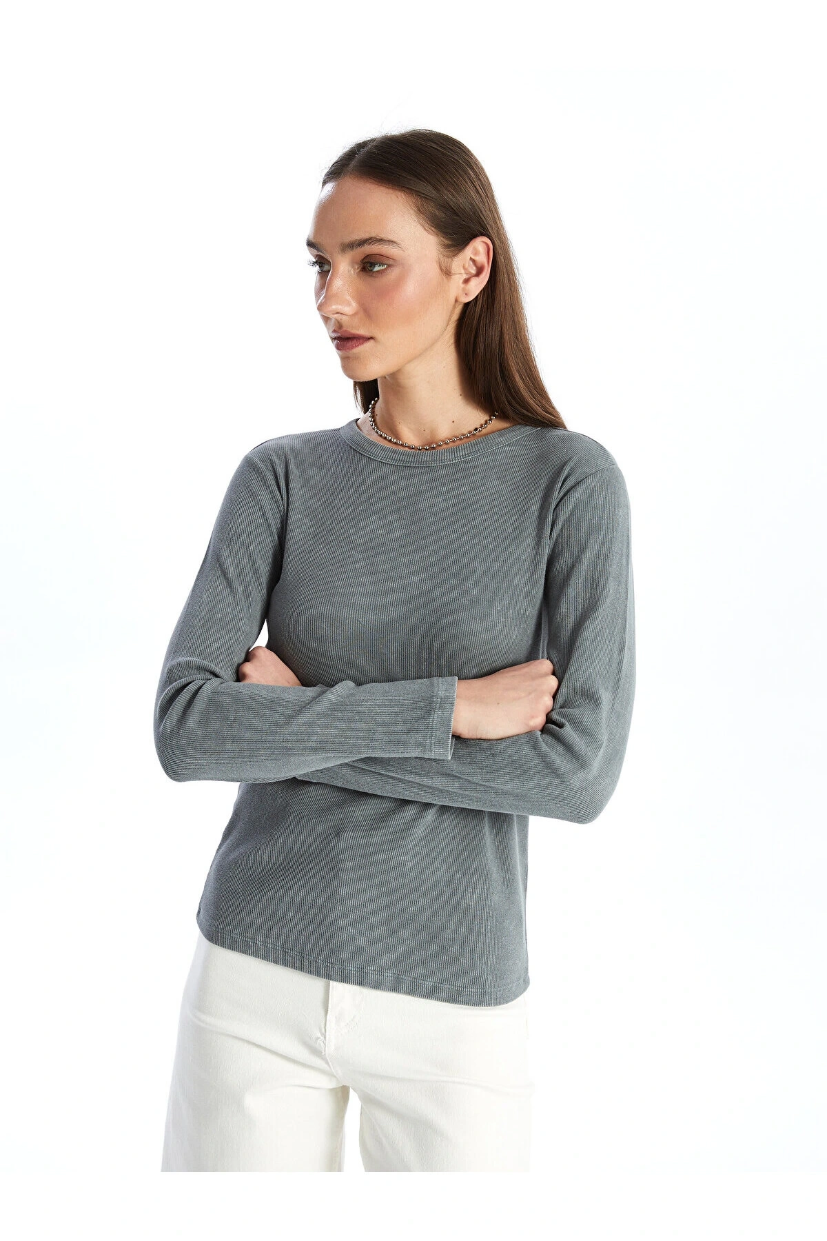 LCW Bisiklet Yaka Düz Uzun Kollu Kadın Body