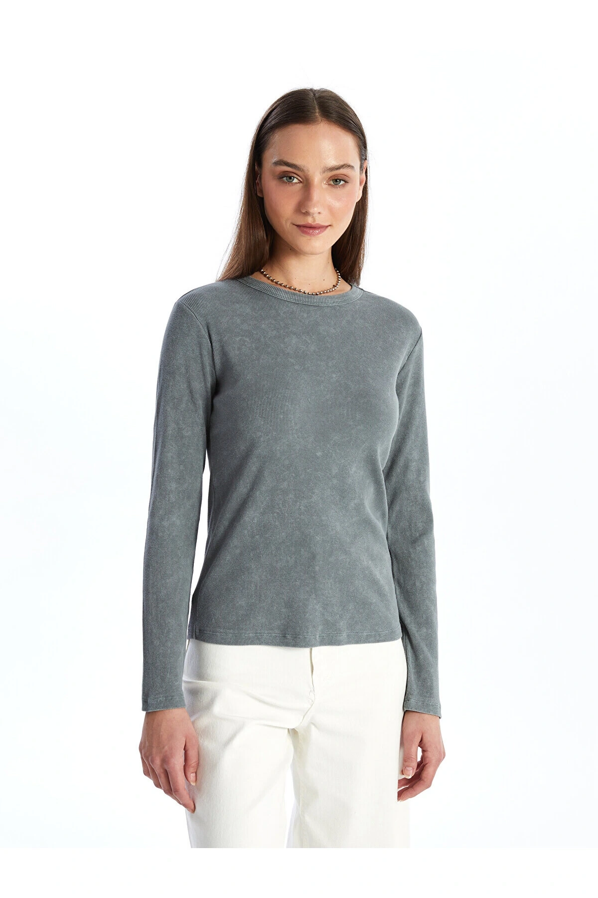 LCW Bisiklet Yaka Düz Uzun Kollu Kadın Body