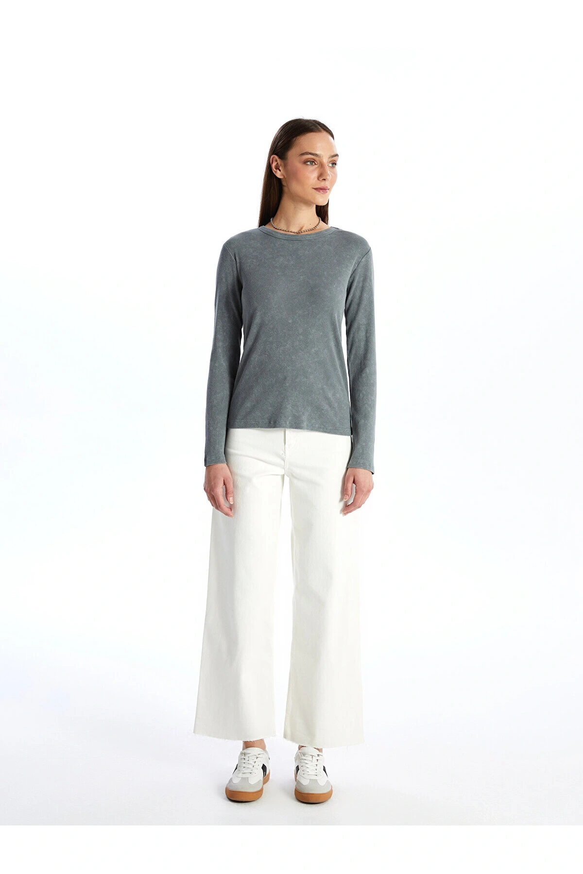 LCW Bisiklet Yaka Düz Uzun Kollu Kadın Body